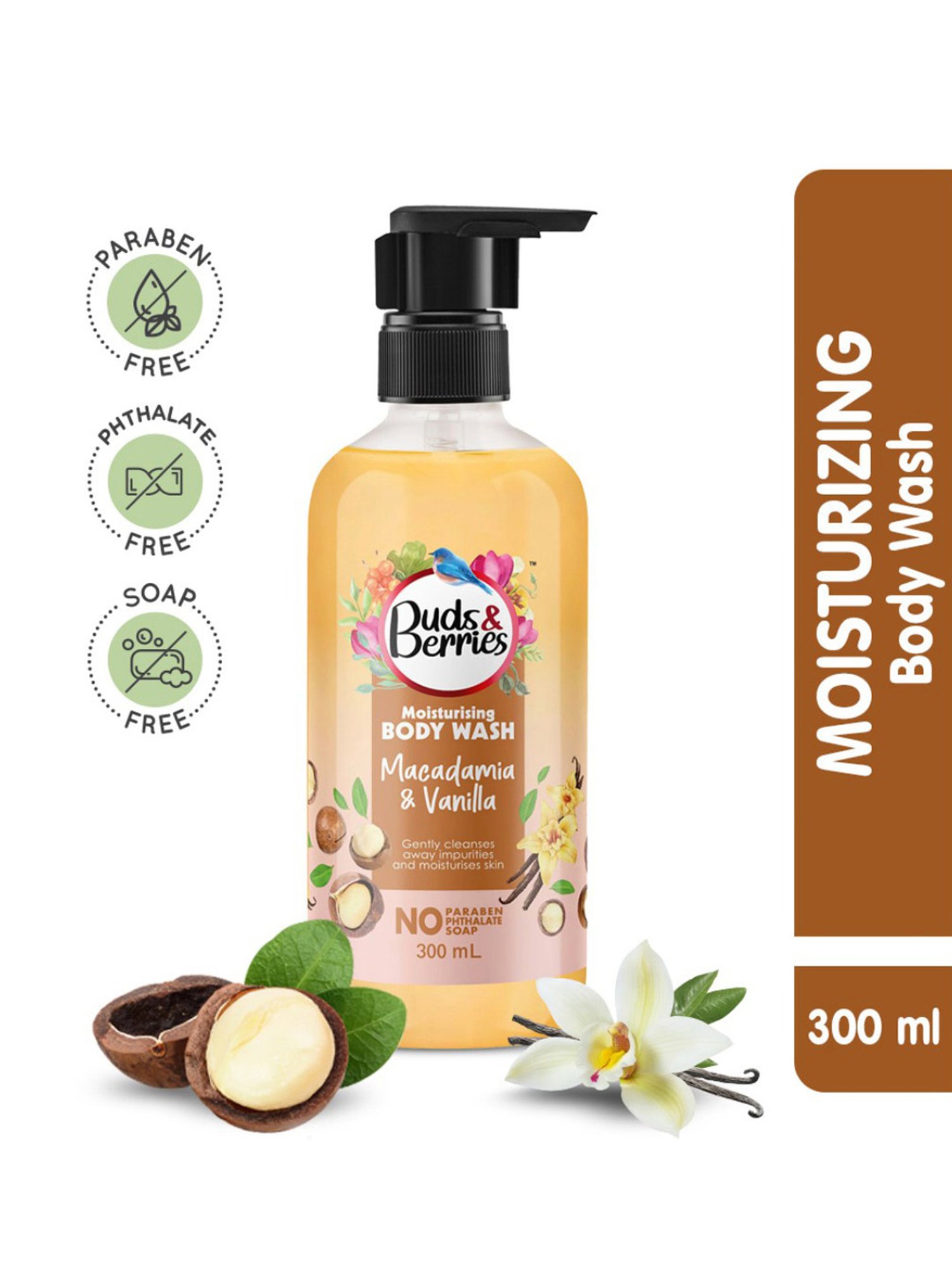 Buds & Berries Macadamia & Vanilla Moisturising Body Wash - 300 ml