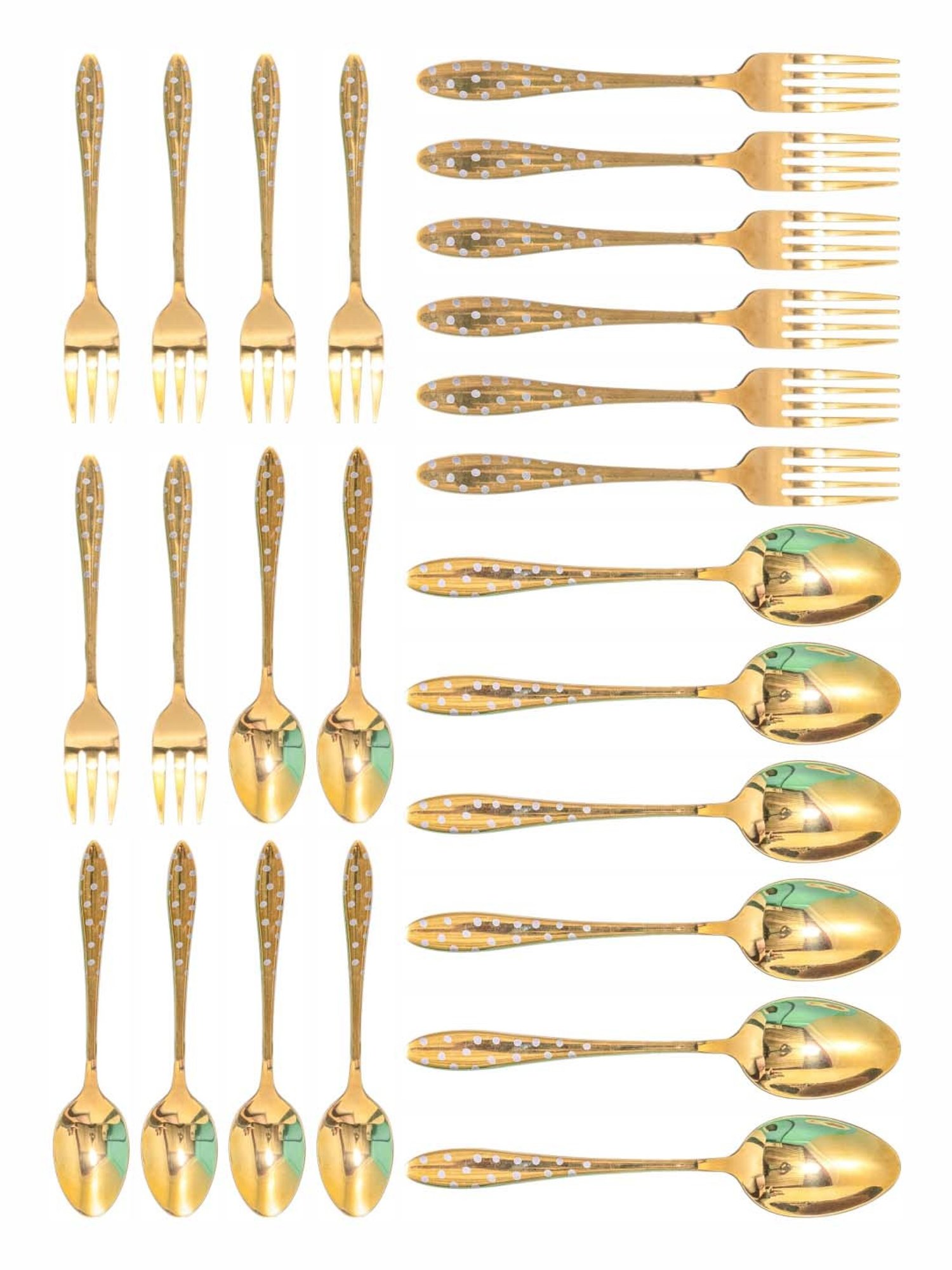 ROXX Golden Stainless Steel Celsia Cutlery Dinner Spoon With Gift Box - Set of 24