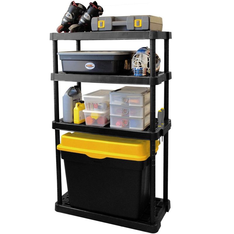 Gracious Living Extra Wide Light Duty Indoor Garage Shelves, Black (6 Pack)