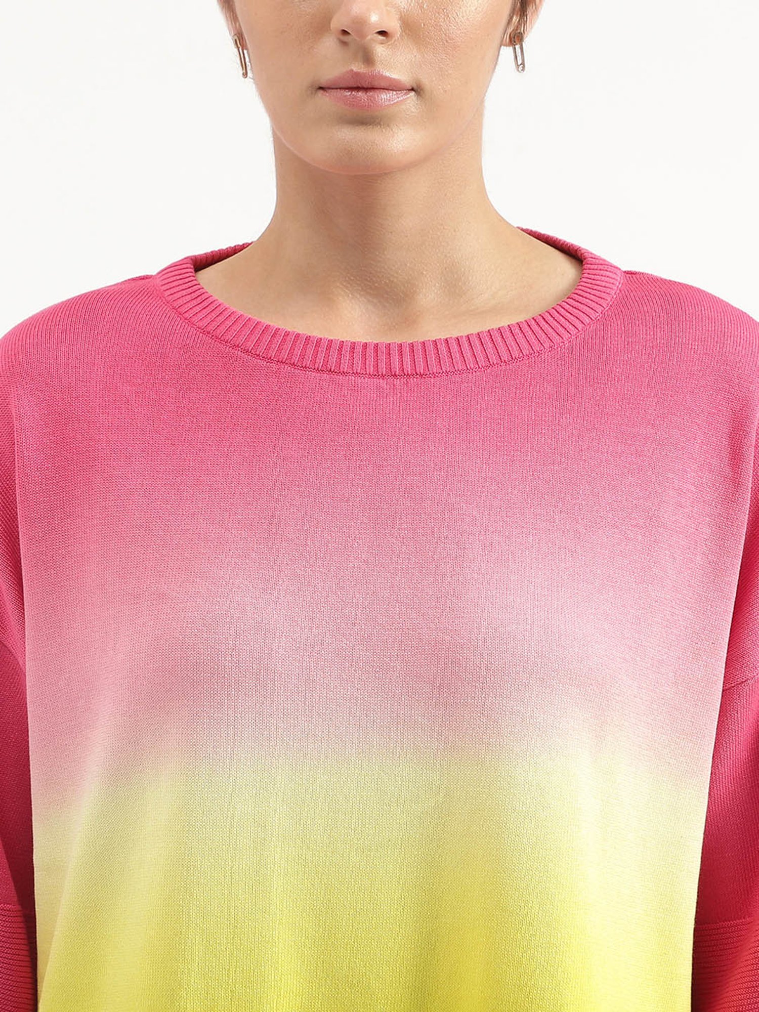 United Colors of Benetton Yellow & Pink Cotton Tie-Dye Top