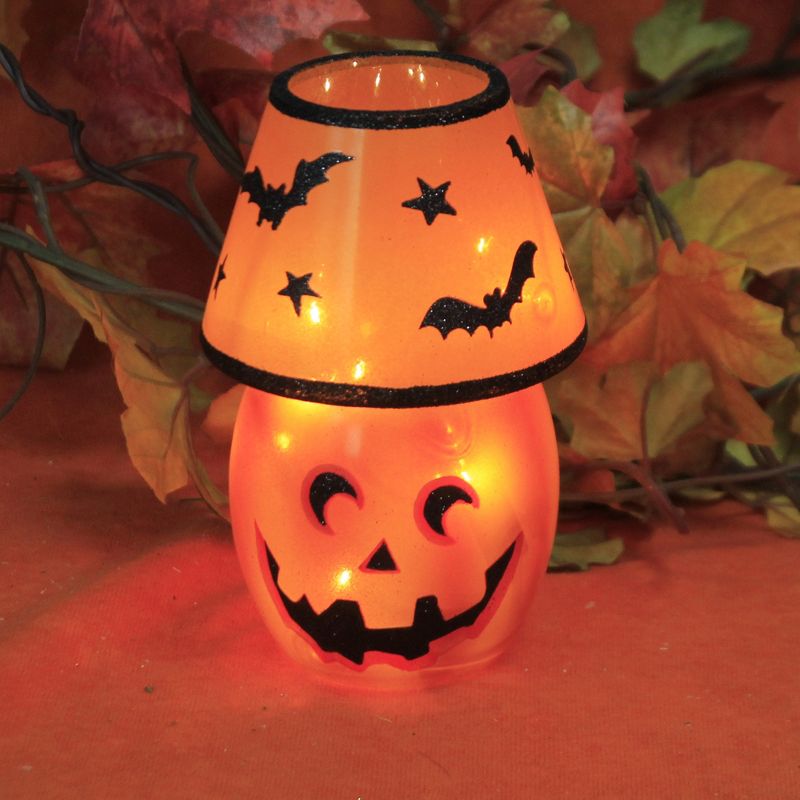 Stony Creek 5.75" Halloween Pre-Lit Lamp Bats Stars Jack-O-Lantern  -  Decorative Vases