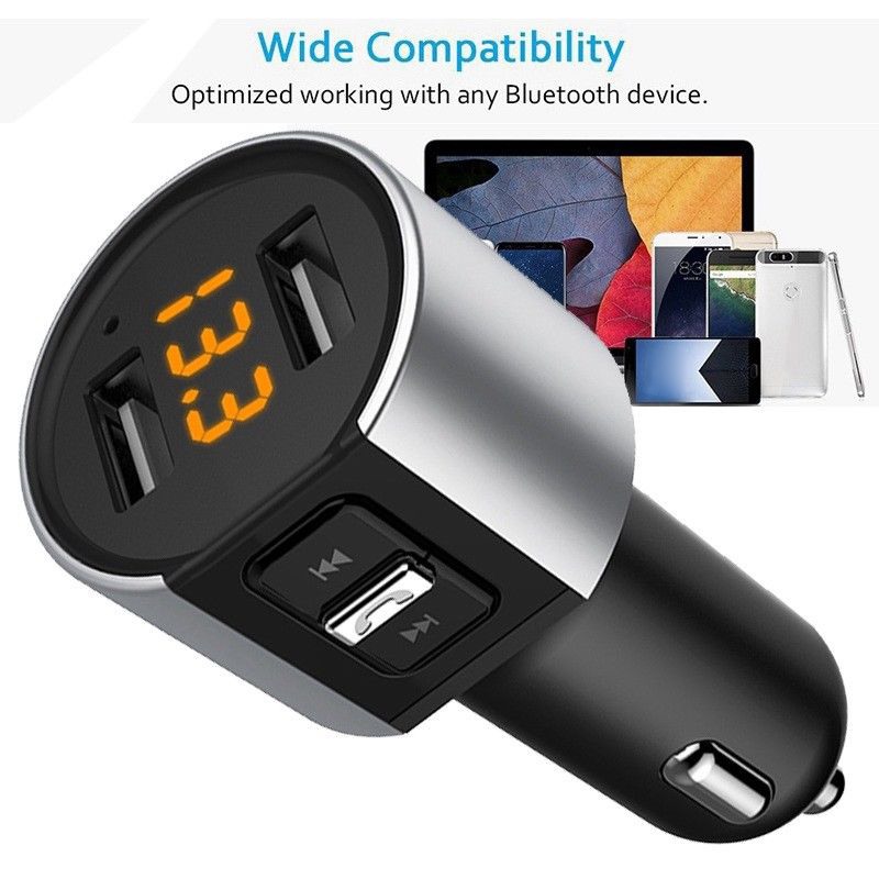 Car Bluetooth Cigarette Lighter FM Transmitters MP3 Adapter USB Car Charger US
