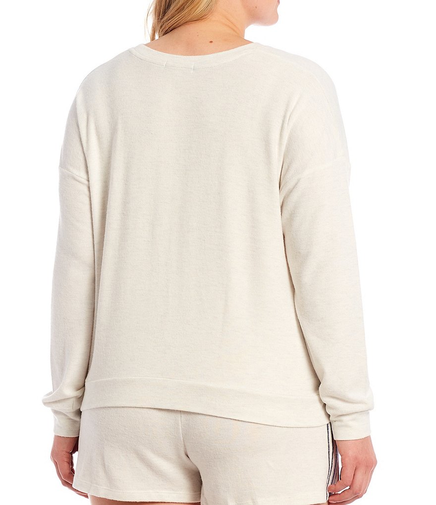 PJ Salvage Plus American Dreams Embroidered Ticking Jersey Knit Coordinating Sleep Top