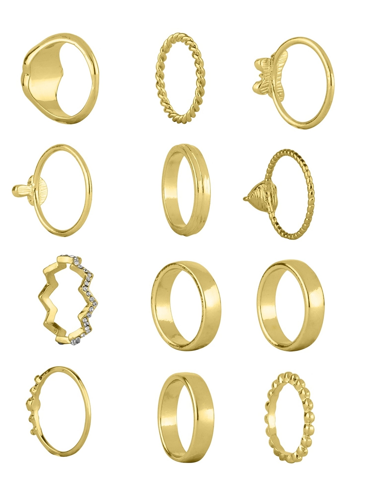 Lilly & Sparkle Enameled & Stone Studded Summer Rings - Set of 12