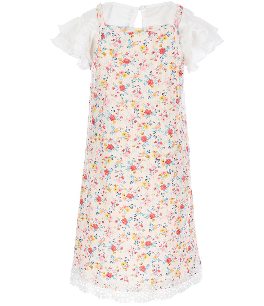 Ally B Big Girls 7-16 Flutter-Sleeve Dotted Top & Shorts Set