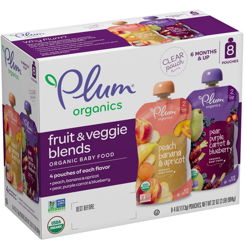 Plum Organics Stage 2 Fruit & Veggie Baby Meals - 8ct/4oz Each
