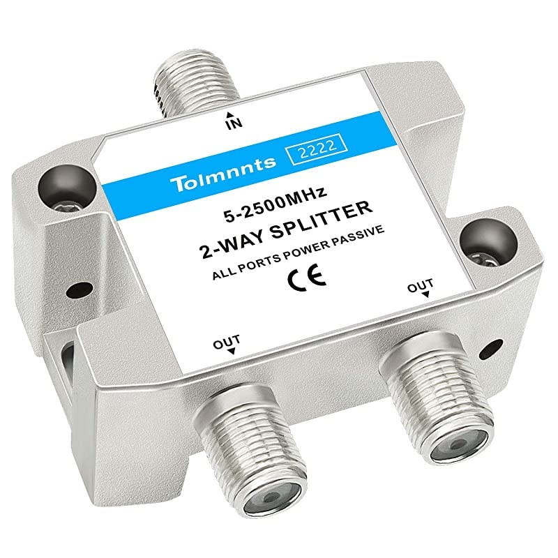 Coaxial Cable Splitter 5-2500MHz,Work with CATV, Satellite TV,Antenna System and MoCA Configurations (2way)