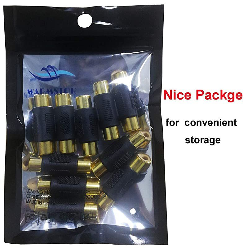 10 Pack RCA Female to RCA Female Coupler Adapter AV Audio Video Cable RCA Connector Gold Plated