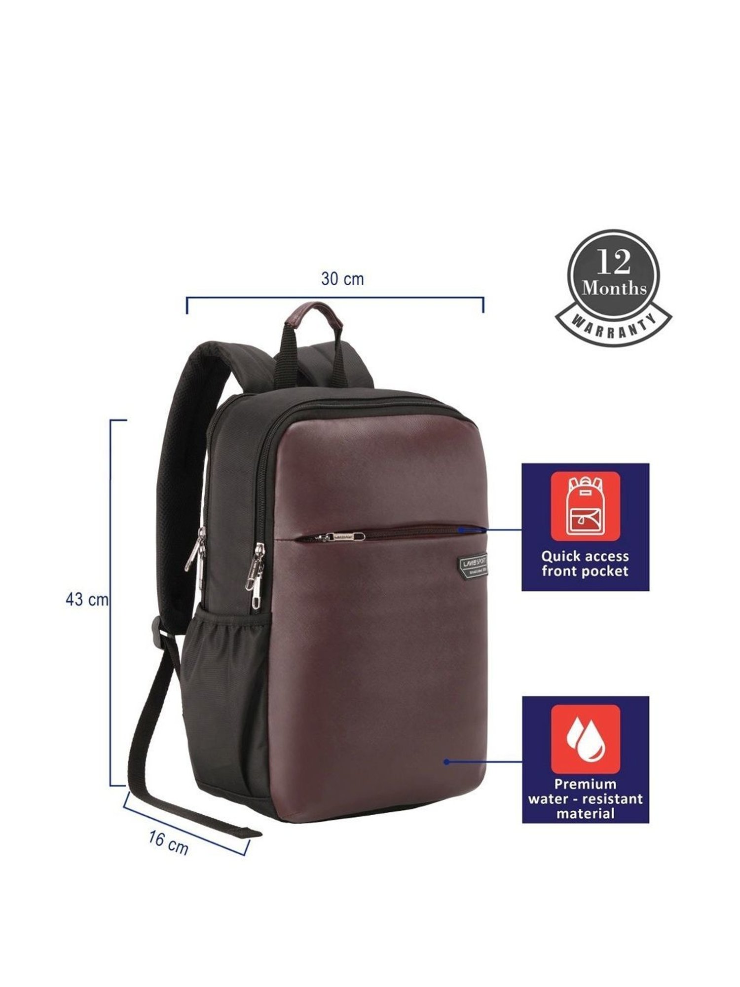 LAVIE SPORT Maroon Polyester Medium Laptop Backpack