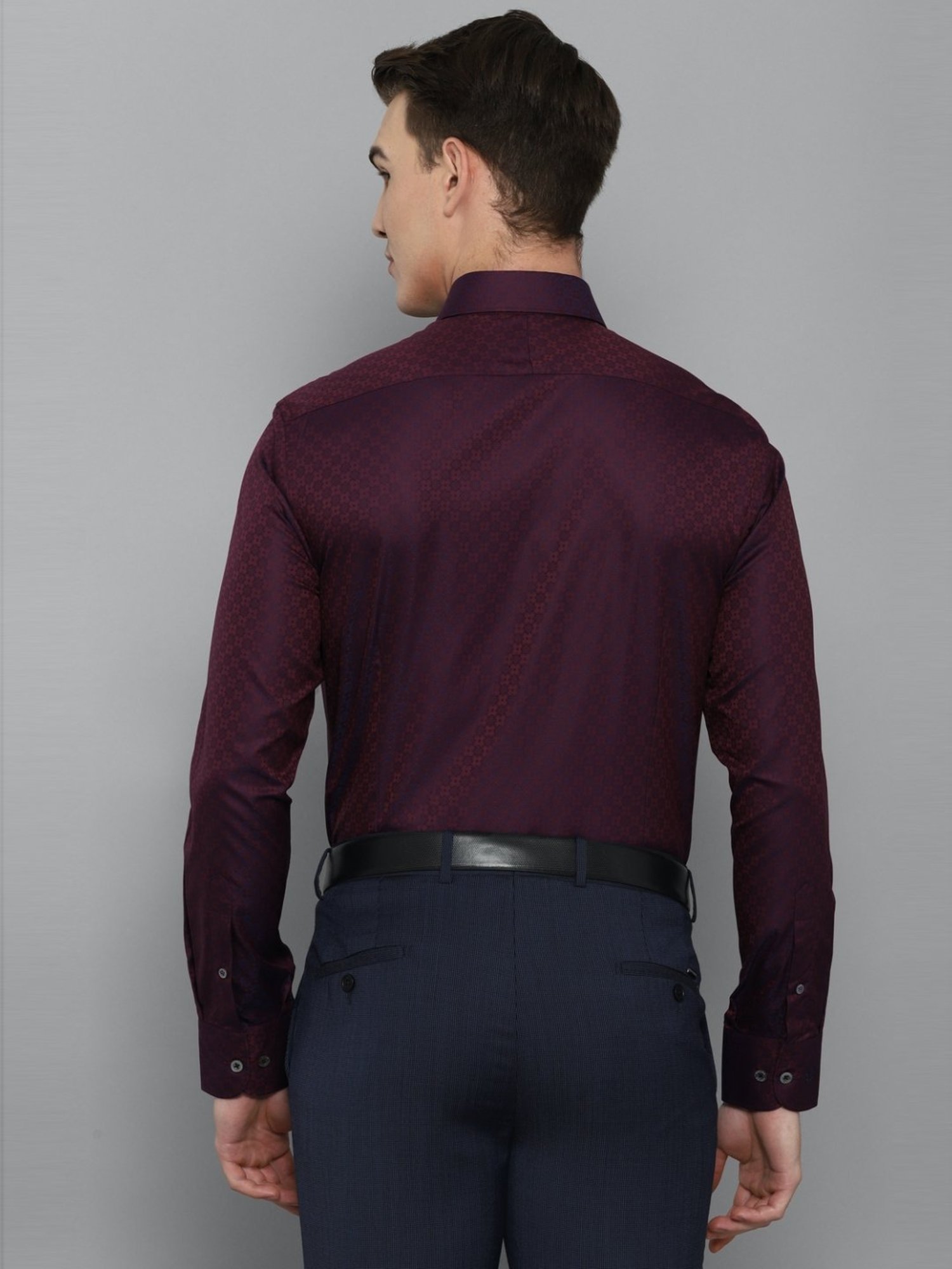 Luxure By Louis Philippe Purple Cotton Slim Fit Printed Shirt
