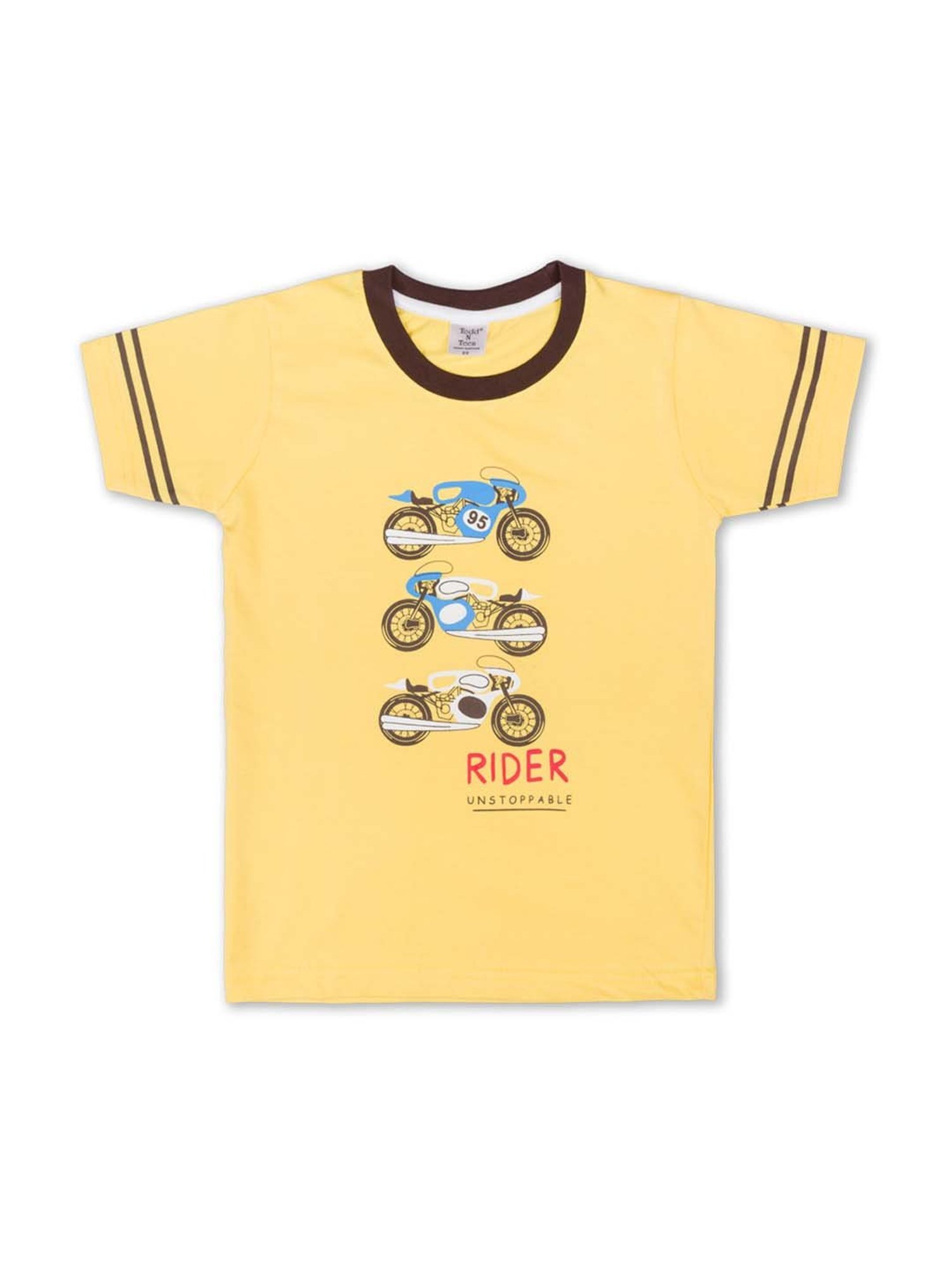 Todd N Teen Kids Yellow Cotton Printed T-Shirt & Joggers