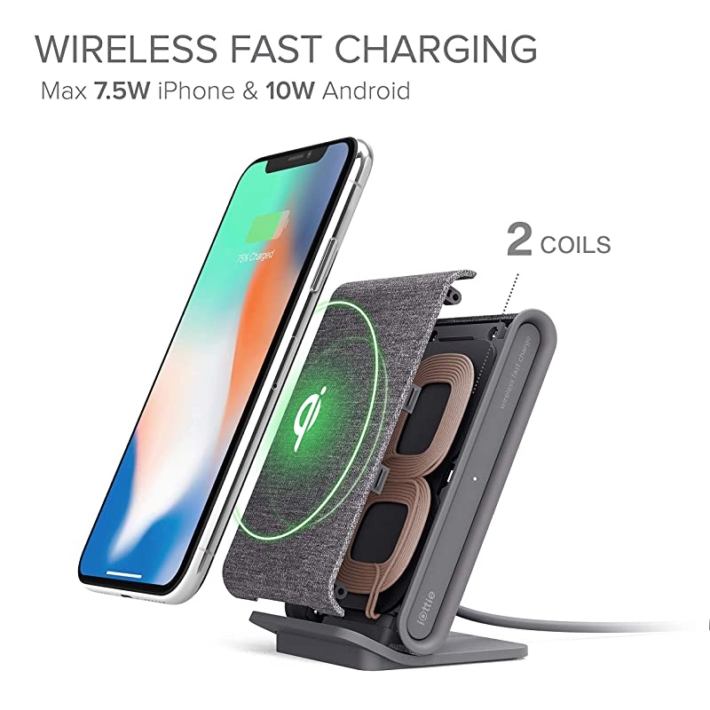 Ion Wireless Fast Charging Stand |QiCertified | Includes USB C Cable amp AC Adapter | Ash amp Ion Wireless Mini Fast Charging Pad | QiCertified Charger | Includes USB C Cable amp AC Adapter | Ash