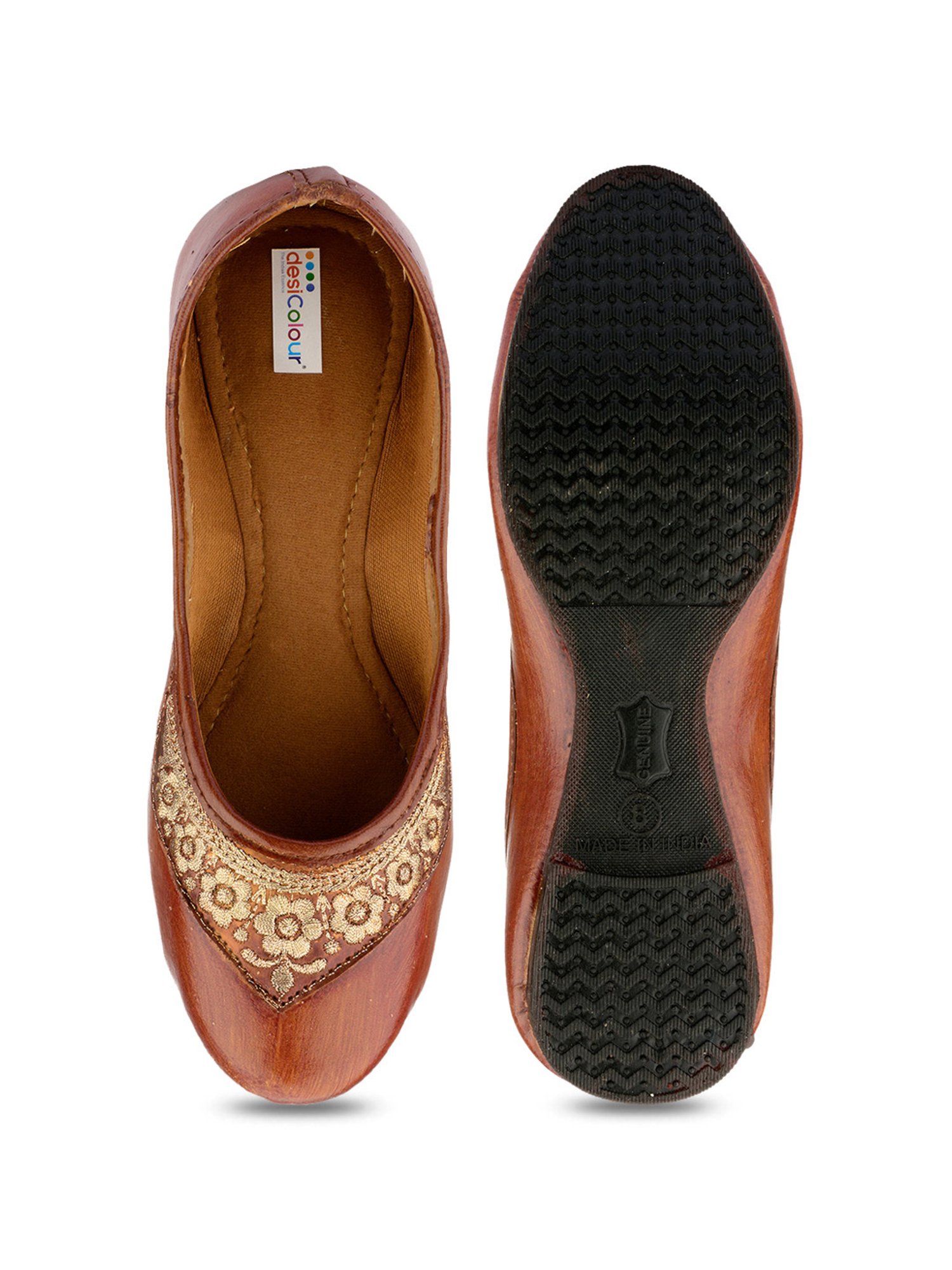 Desi Colour Women's Camel Ethnic Juttis