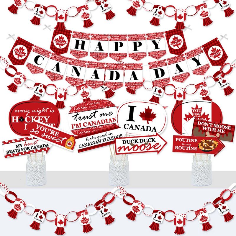 Big Dot of Happiness Canada Day - Banner and Photo Booth Decorations - Canadian Party Supplies Kit - Doterrific Bundle