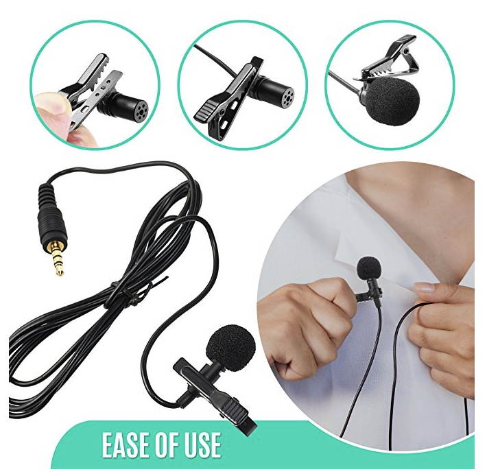 Miracle Sound Ultimate Lavalier Microphone For Bloggers And Vloggers Lapel Mic Clip-on Omnidirectional Condenser for Iphone Ipad Samsung Android Windows Smartphones