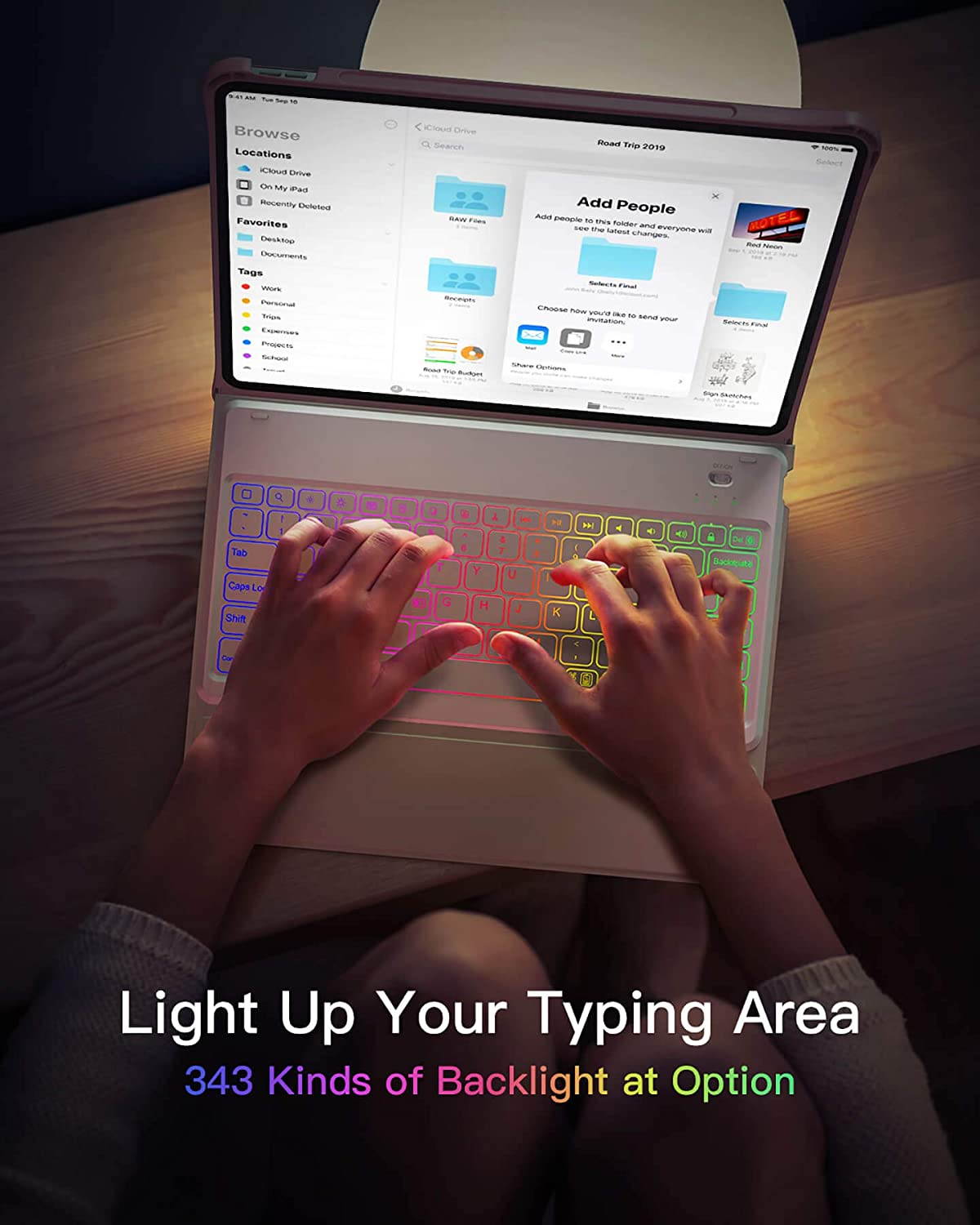 Inateck iPad Keyboard Case for iPad Pro 12.9 Inch 2020 (4th Gen) - iPad Pro 2018 12.9 (3rd Gen) with Hundreds of Backlits - RGB Tablet Keyboard - Stable Flexible Kickstand - KB02006 Pink