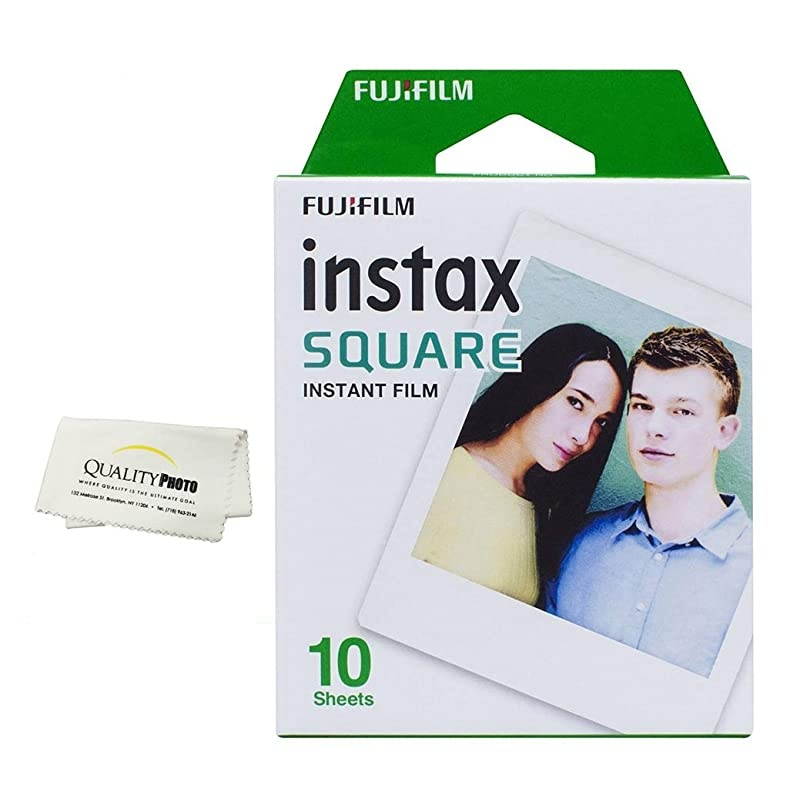 Instax Square Instant Film 10 Exposures for use with The instax Square Instant Camera + Quality Photo Microfiber Cloth