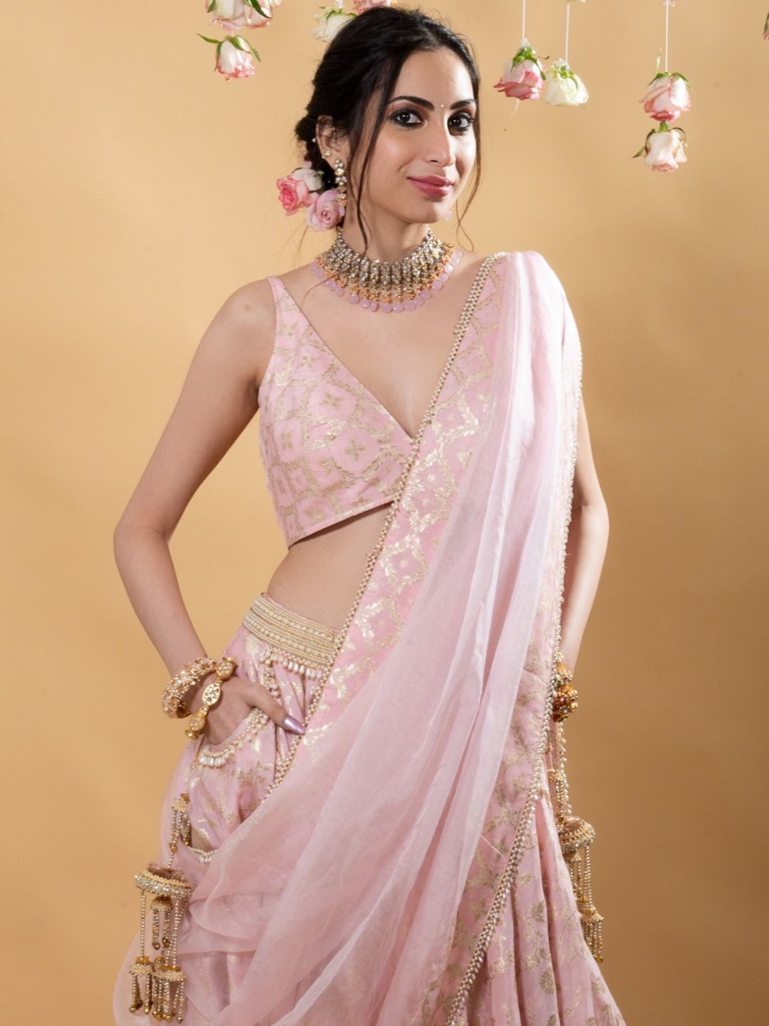 Monk and Mei Sitara Multi Chandini- Brocade Lehenga Set