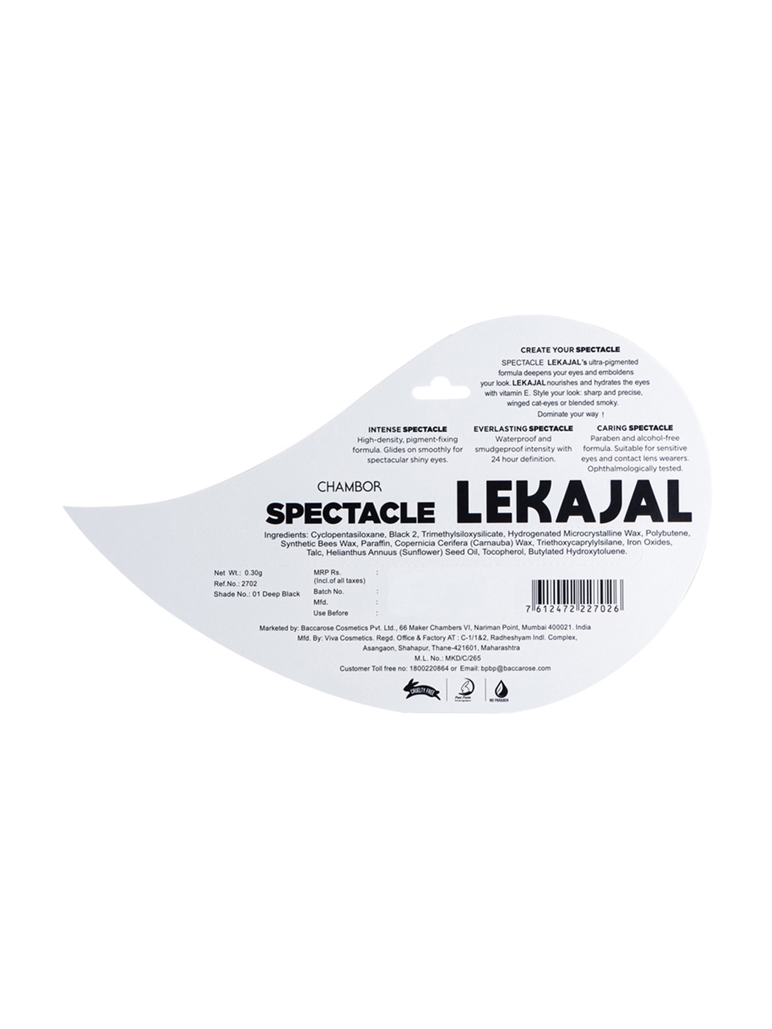 CHAMBOR Spectacle Le Kajal 01 Deep Black - 0.3 gm