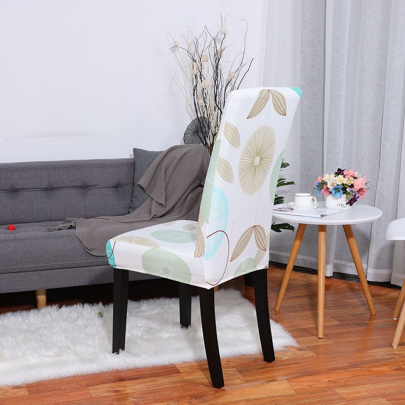 1 Pc Polyester Spandex Floral Print Fit Home Dining Chair Slipcovers Multicolored  - PiccoCasa