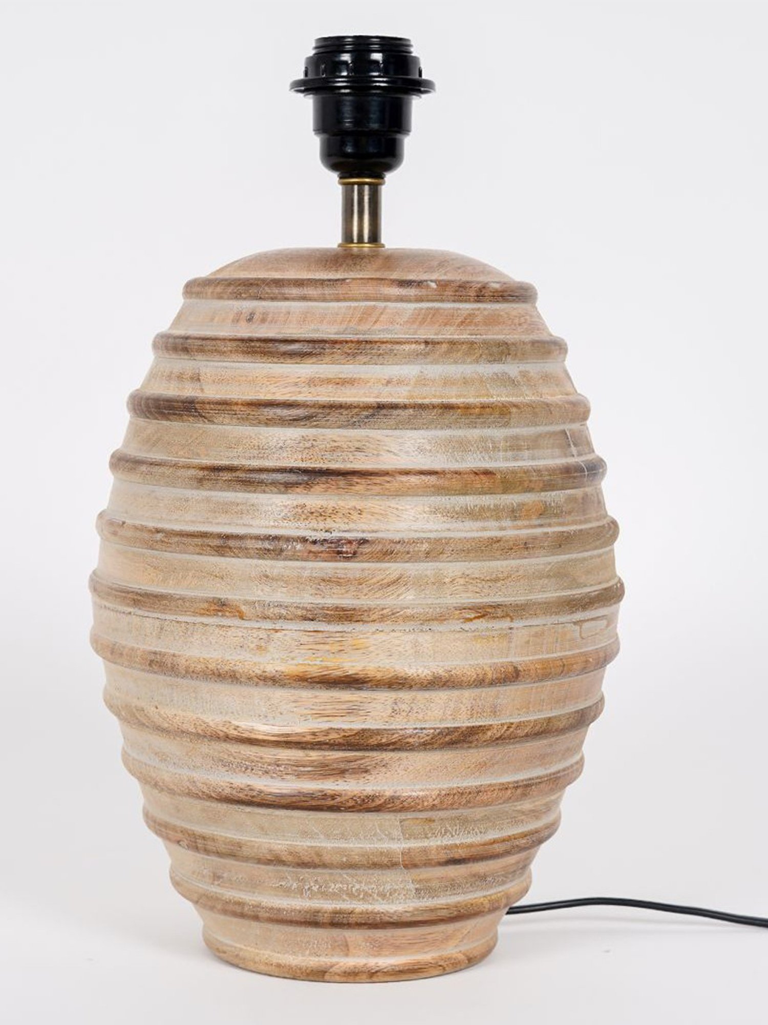 Kapoor Lamp Shades Natural White & Red Wood Paola Carved Cotton Shade Table Lamp