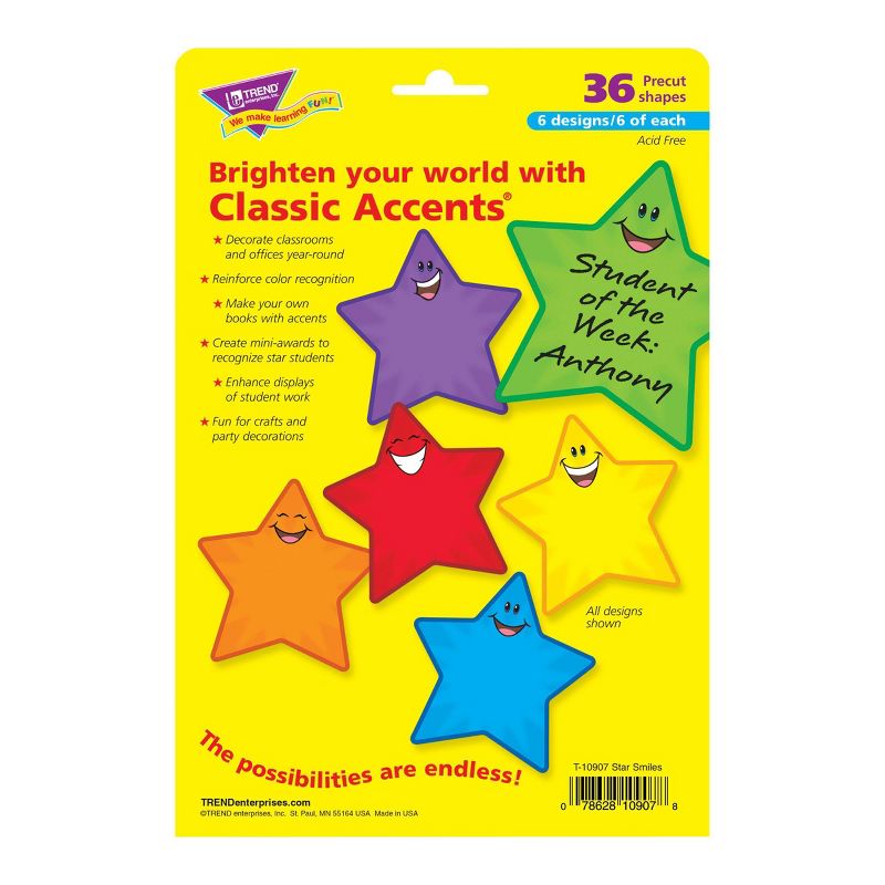 3pk 36 per Pack Star Smiles Classic Accents - TREND