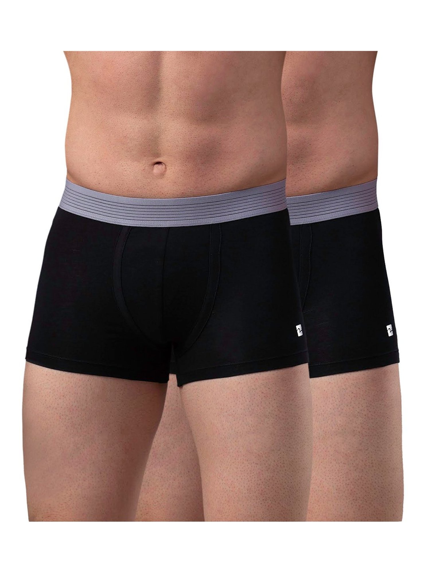 UnderJeans by Spykar Black & Grey Trunks - Pack of 2