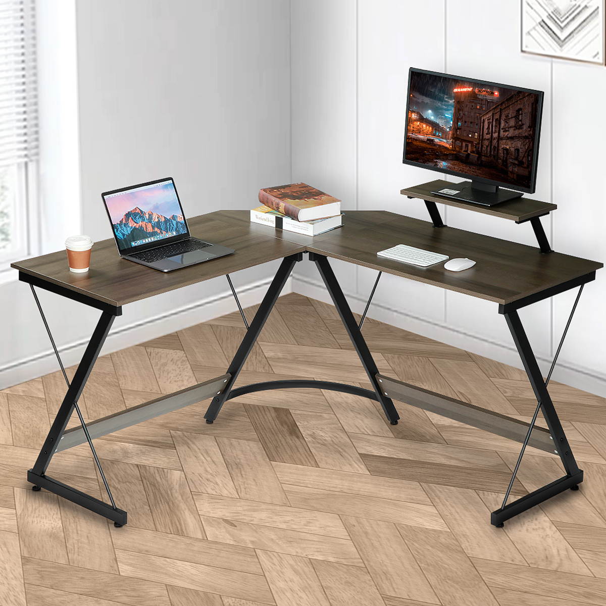 51" L-Shaped Desk Computer Corner Home Gaming Office Writing Study Table Workstation