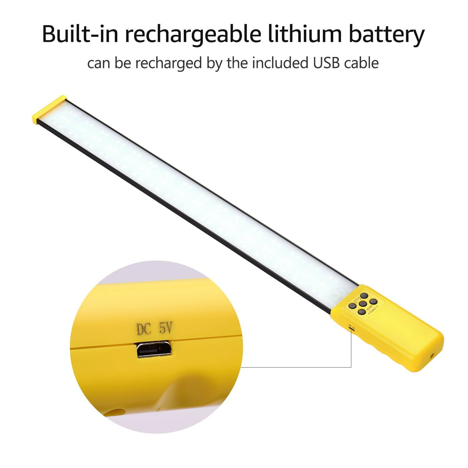 Handheld Video  Light Tube Photography Lamp 3000K-5700K Dimmable CRI95 Built-in Rechargeable Battery with  Charging\Bag