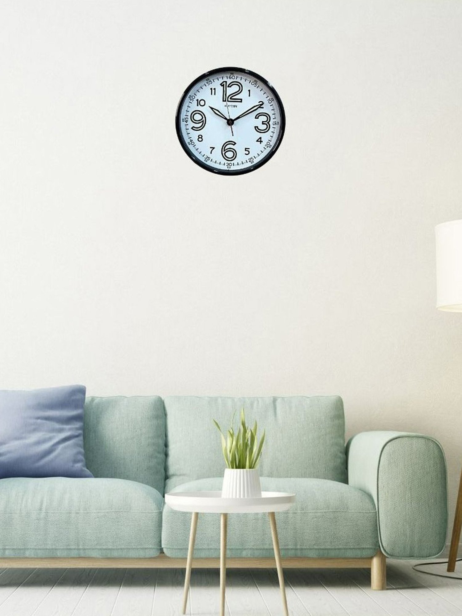 RHYTHM Round Black Plastic Wall Clock