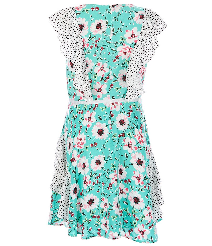 Bonnie Jean Little Girls 4-6X Dotted-Trim Floral Fit-And-Flare Dress