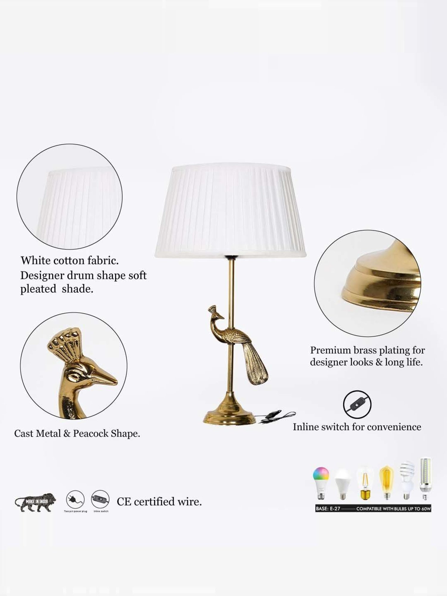 Kapoor E Illuminations Green Study Table Lamp - Set of 1