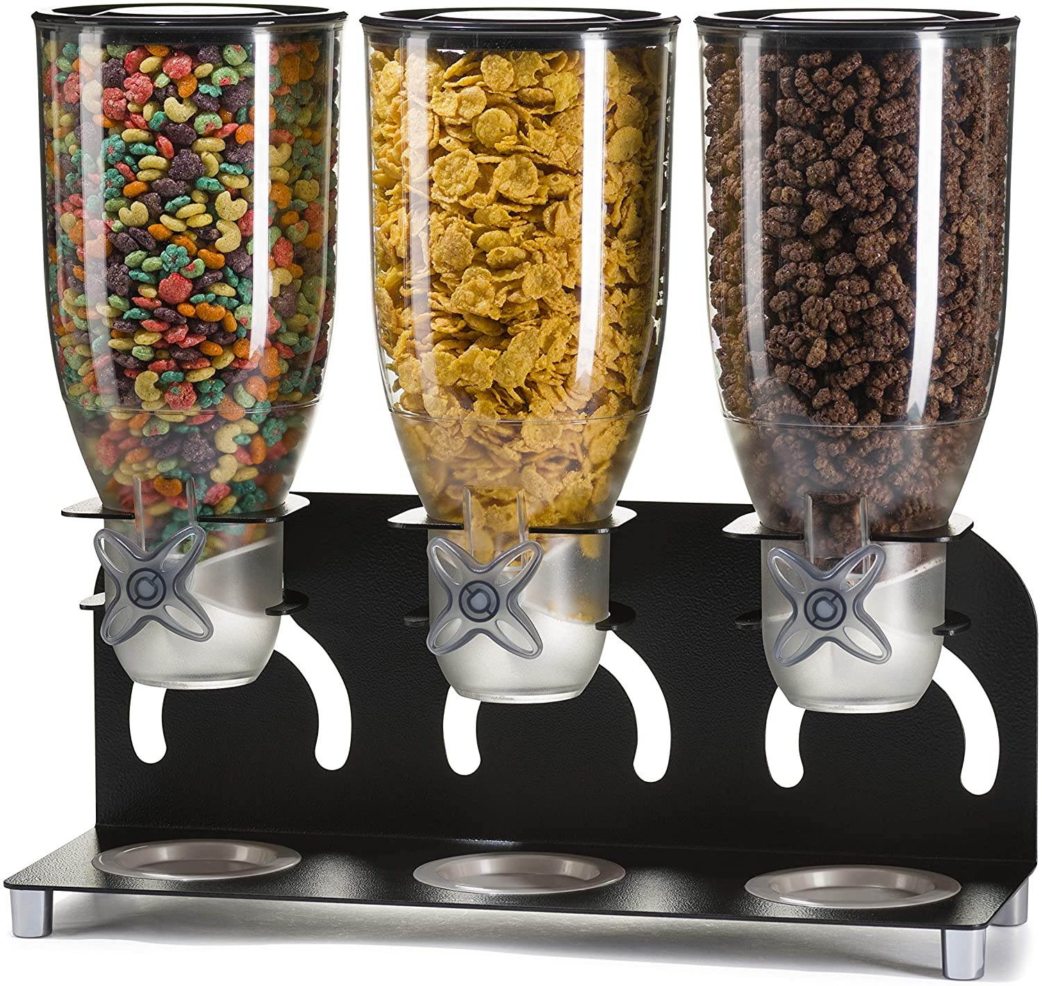 Mind Reader KELL300-BLK Metal Triple Cereal Dispenser, Black