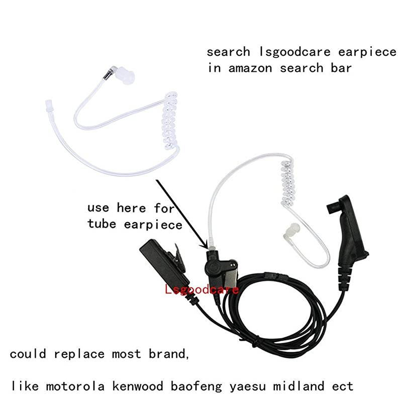 Replacement Clear Covert Acoustic Tube Compatible for Motorola Kenwood Baofeng Two Way Radio Earpiece Headset Replacement Coil Tube with Earbuds 5Pack