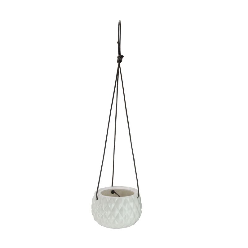 Northlight 3.25" Contemporary Faceted Hanging Outdoor Planter - Ivory/Brown