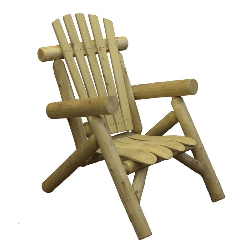 Lakeland Mills Country White Cedar Wood Log Outdoor Porch Patio Lounge Chair Furniture, Natural