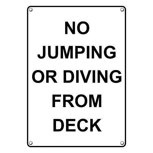Weatherproof Plastic Vertical No Jumping Or Diving from Deck Sign with English Text