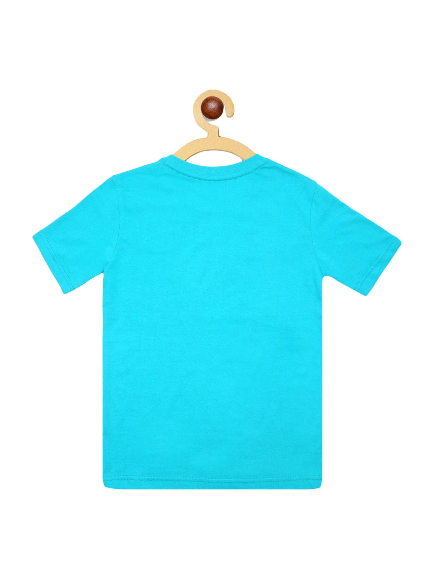 Li'l Tomatoes Kids Aqua Blue Cotton Printed T-Shirt