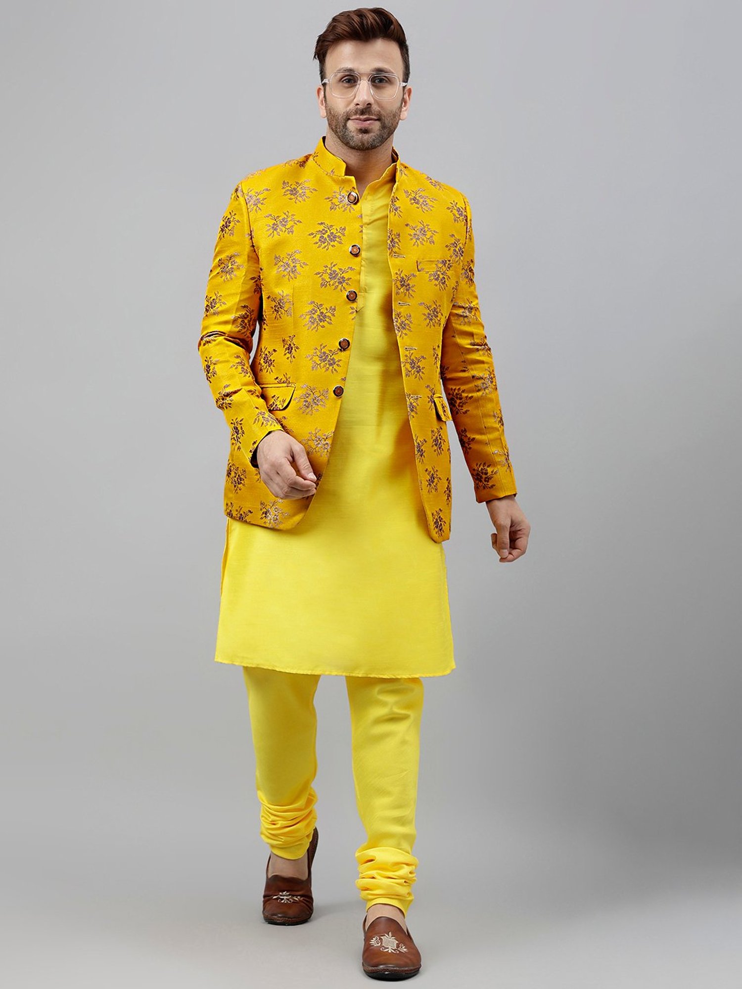 Hangup Yellow Regular Fit Ethnic Blazer
