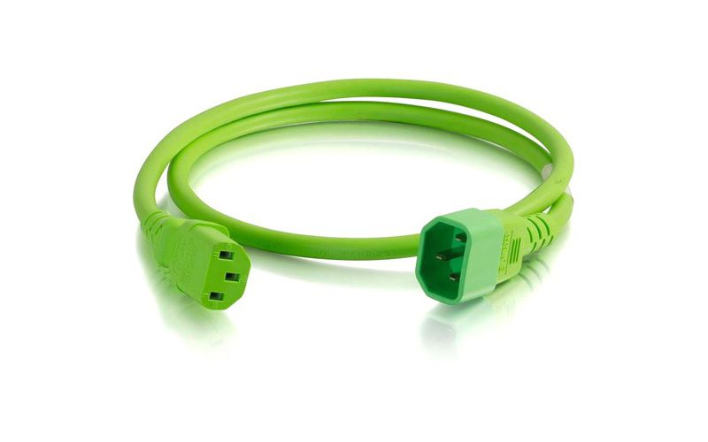 C2G 6ft 14AWG Power Cord (IEC320C14 to IEC320C13) - Green - For PDU, Switch, Server - 250 V AC / 15 A - Green - 6 ft Cord Length