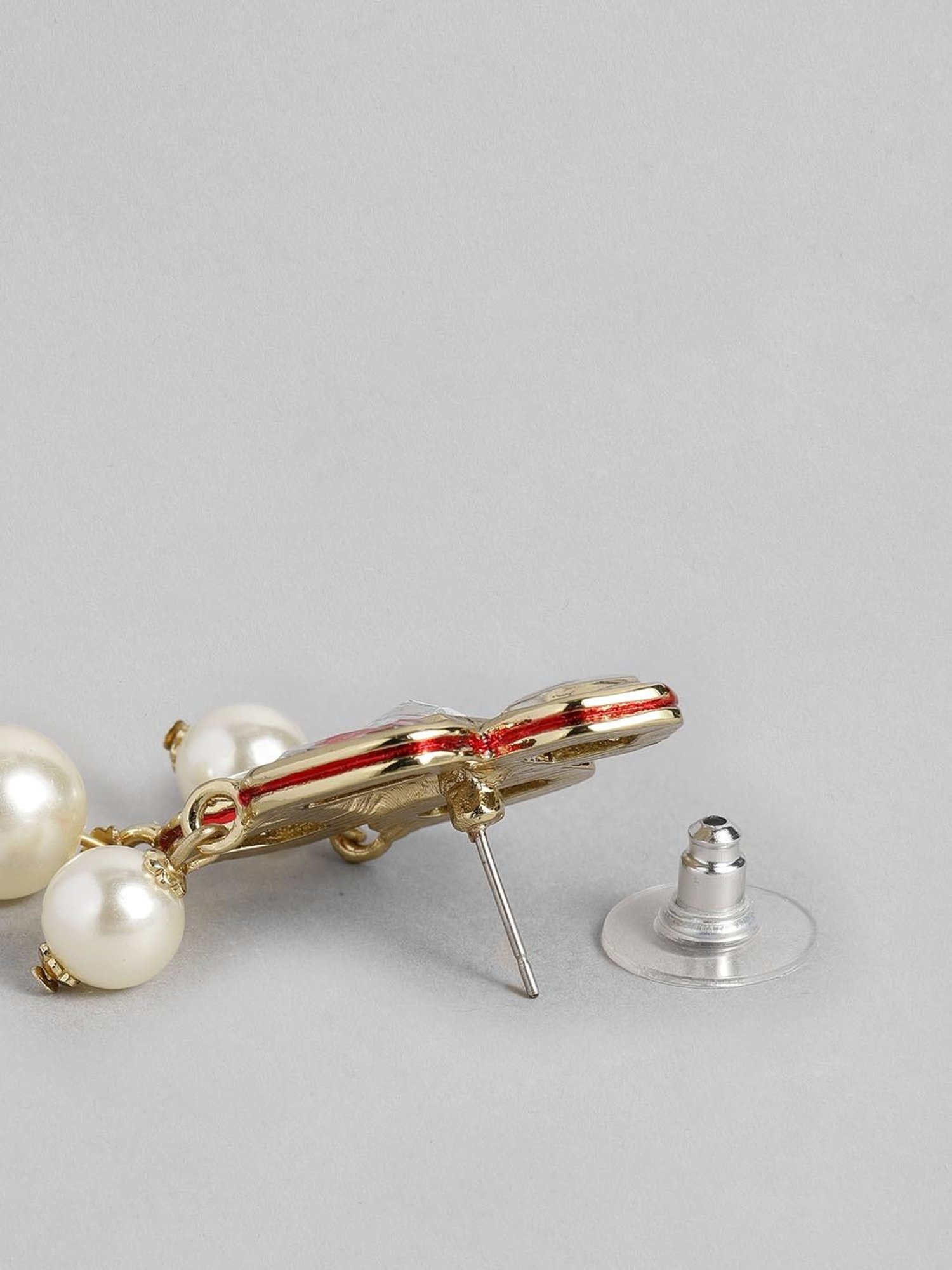 Estele Gold-Plated Flower-Designed Kundan & Pearl Necklace Set for Women