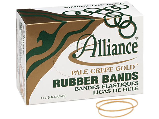 Alliance 20195 Pale Crepe Gold Rubber Bands, Size 19, 3-1/2 x 1/16, 1lb Box