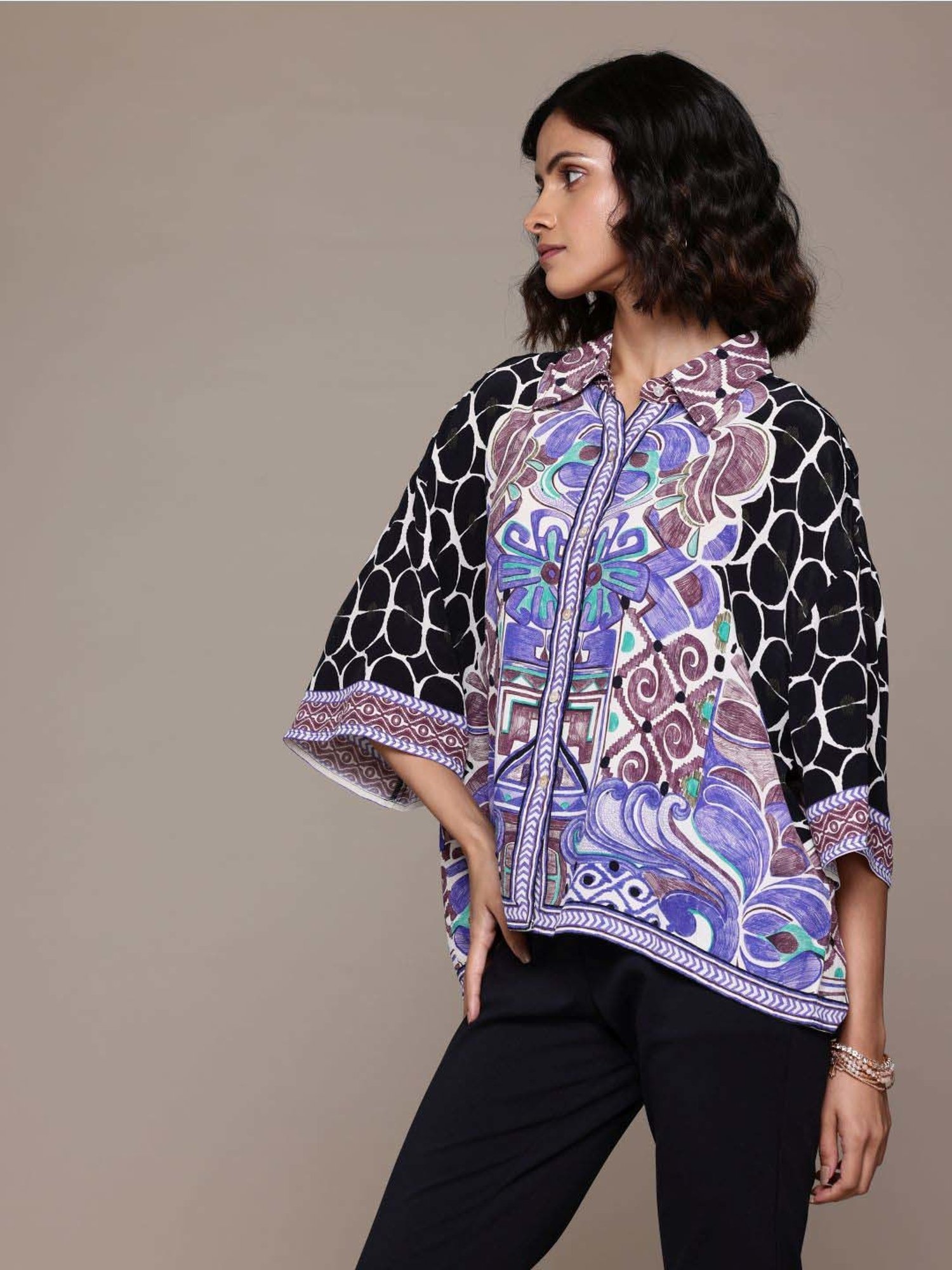 Label Ritu Kumar Black Printed Shirt