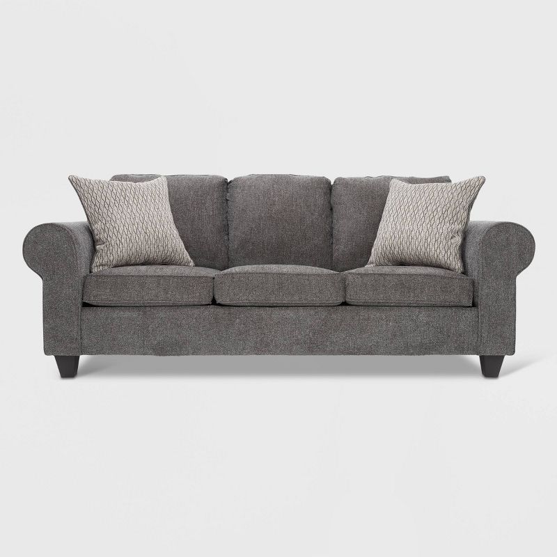 Boone Roll Arm Sofa Gray - True Seating
