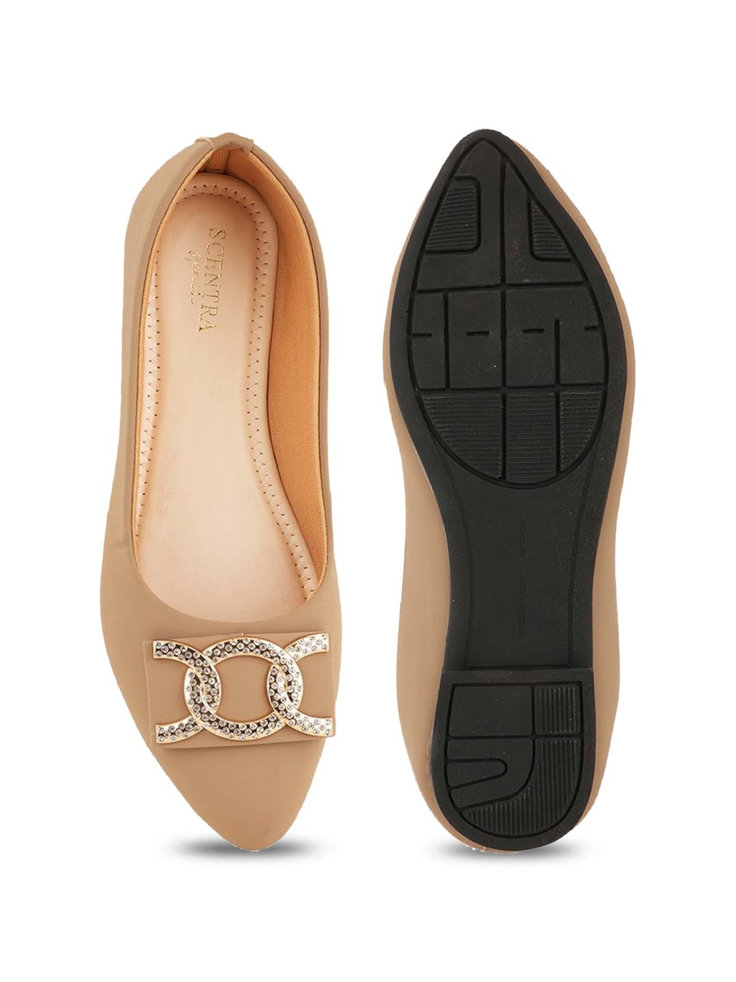 Scentra Women's Beige Flat Ballets