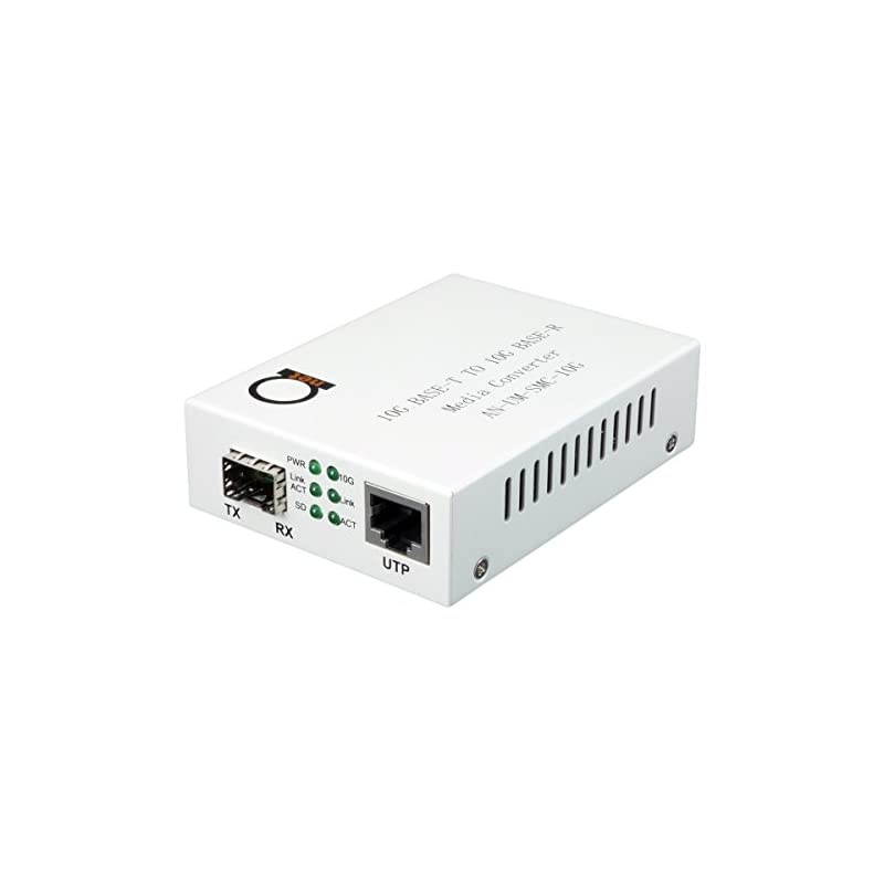 Gigabit Fiber to G Copper UTP Ethernet Media Converter - Open SFP+ Gb Slot - G Base-T to G Base-R - Cat7 UTP 1m Cable in Set - Gbps Gbit Fiber Optic Converter