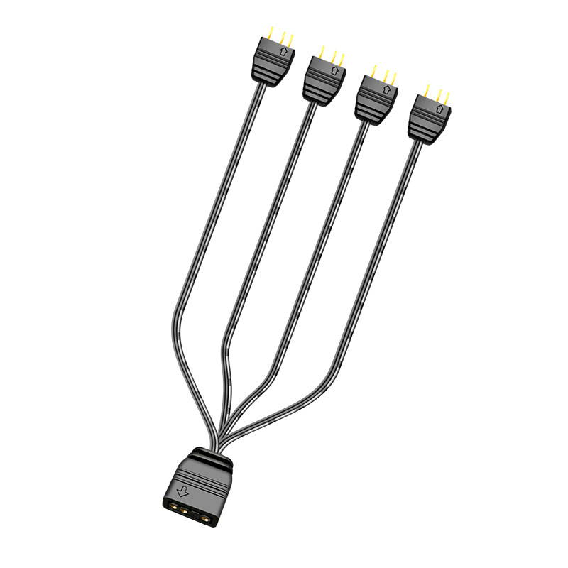 Micro Connectors 30cm Addressable RGB (ARGB) 1 to 4 Splitter Cable with/5 Male Pins (F04-04ARGB-30)