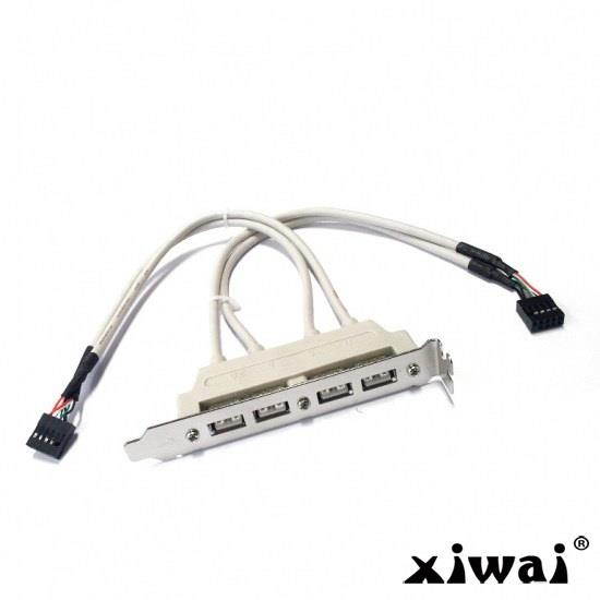 Xiwai PCI 4 PORTS USB 2.0 Female Screw to Motherboard 9p header cable with bracket