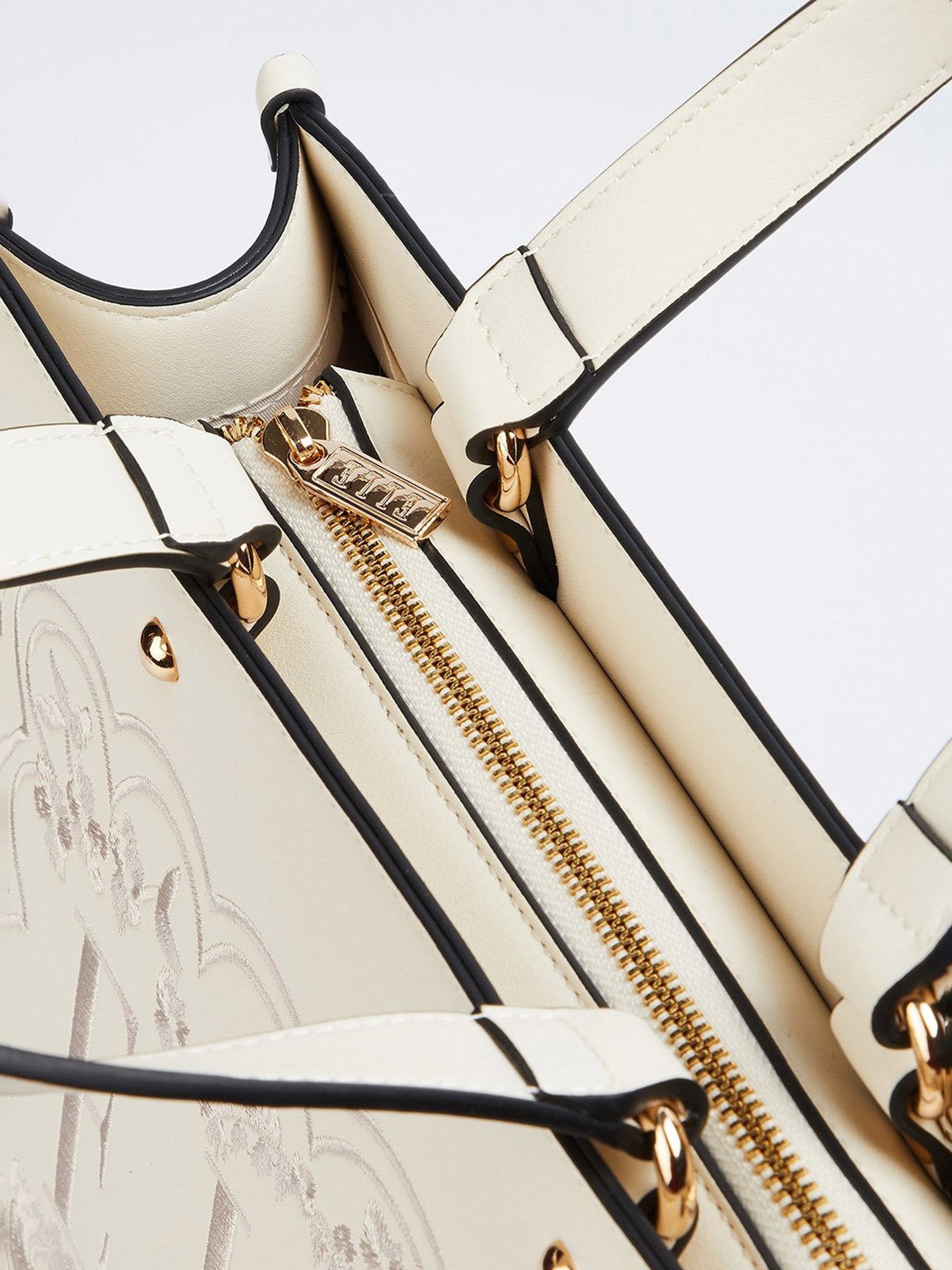 Elle Cream Printed Handbag