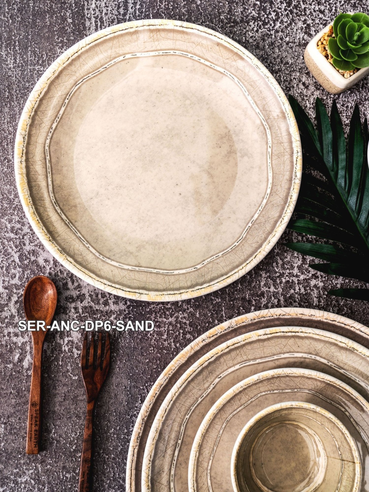 Servewell Beige Melamine Dinner Plate - Set of 6